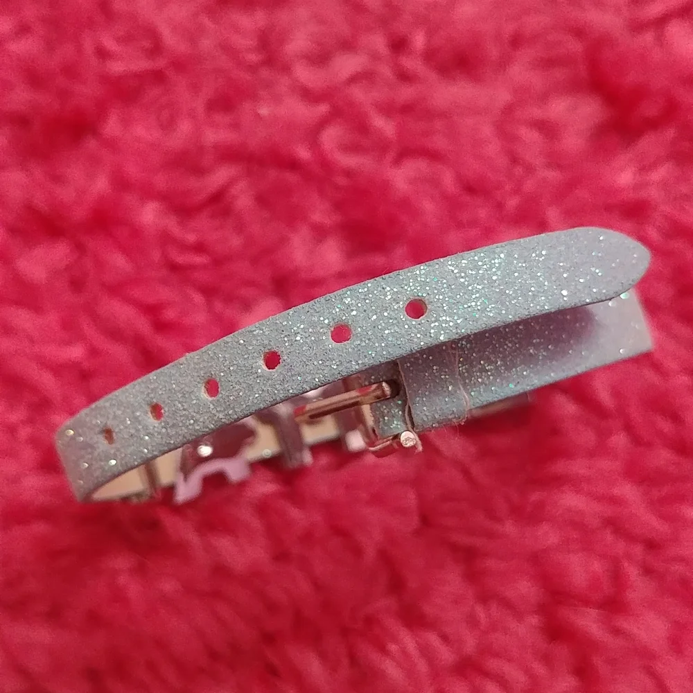 Girls Blue Sparkly Emma Silver Name Plate Bracelet
